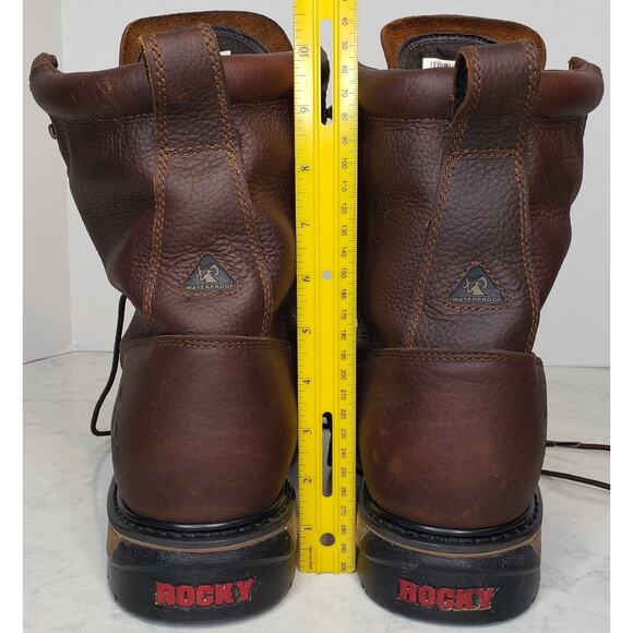 Rocky Original Ride Lacer 9" Boots Men's US 13Wide Waterproof Western Brown 2723 - Picture 4 of 13